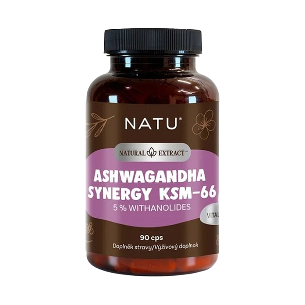 NATU Ashwagandha extrakt KSM-66 s piperinem 90 kapslí