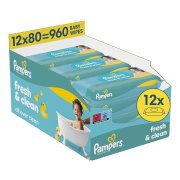 Pampers Fresh Clean dětské čisticí ubrousky 12x80 ks