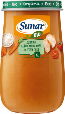 Sunar BIO příkrm Zelenina kuř.maso rýže ol.ol.190g