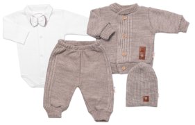 Baby Nellys 5D pletená sada, Boy - béžová, 62