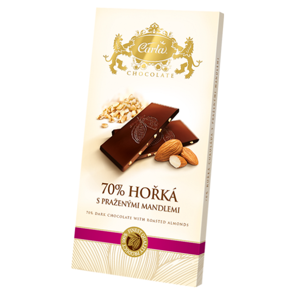 CARLA Hořká čokoláda 70% s praženými mandlemi 80 g