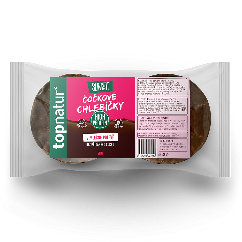 TOPNATUR Čočkové chlebíčky mléčná čokoláda 70 g