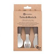 Petite&Mars Take&Match Sada příborů z nerezové oceli 12m+ 3 ks bitter cocoa