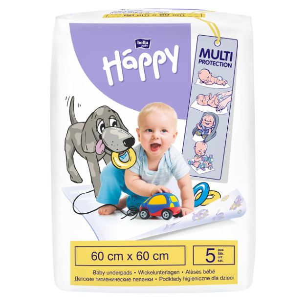 BELLA HAPPY Baby dětské hygienické podložky 60 x 60 cm 5 kusů