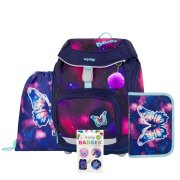 Oxybag OXY SHERPY - školní set Motýl 4 ks: batoh, penál, sáček, placky batoh, penál, sáček