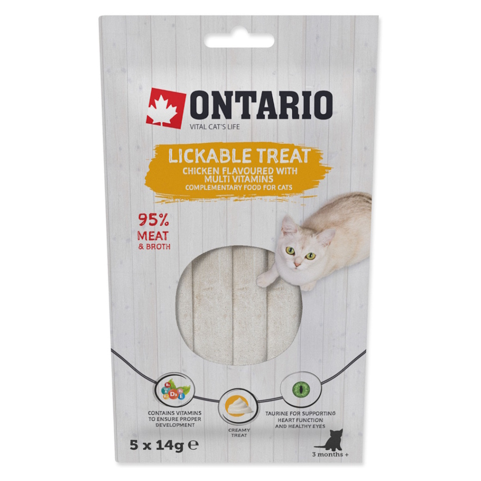 ONTARIO Lízací pochoutka kuře + multivitamin 5x14 g
