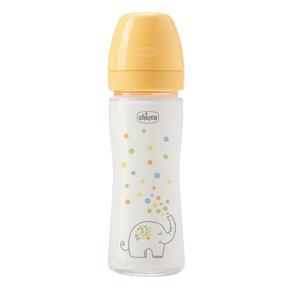 Chicco Kojenecká skleněná láhev Perfect Easy pomalý silikonový průtok 0m+ 240 ml neutrální
