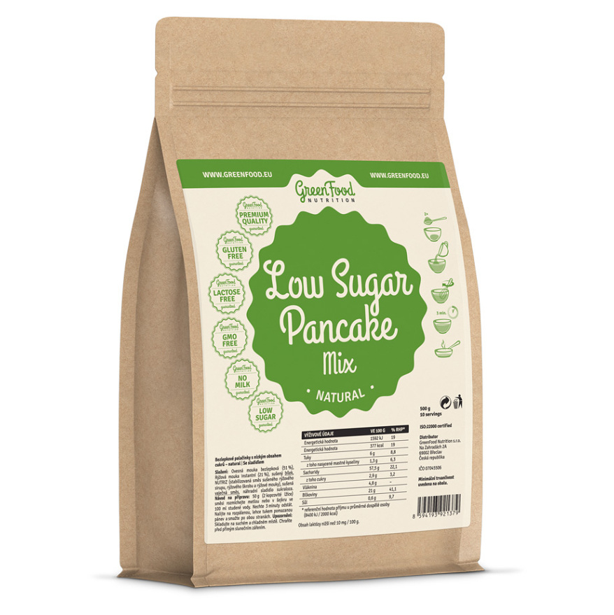 GREENFOOD NUTRITION Low Sugar Pancake Mix natural lívance  500 g