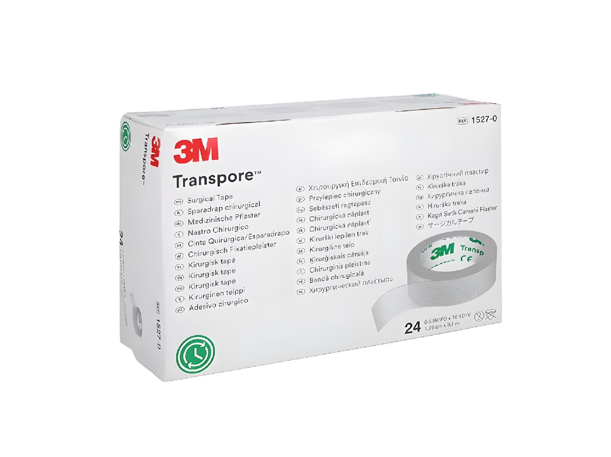 3M Transpore Papírová chirurgická páska 1,25 cm x 9,15 m 24 ks transparentní