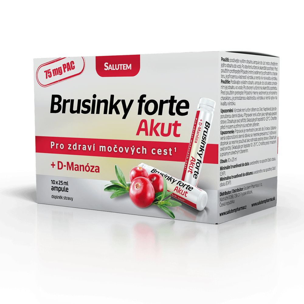 Brusinky Forte Akut 1500mg + D-Manosa 10 ampulí