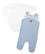 Baby Nellys 2D sada Star, body dl. rukáv,pletené dupačky, modré,62