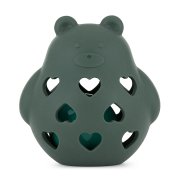 PETITE&MARS Hračka silikonová s chrastítkem bear basil misty green 0m+