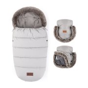 Petite&Mars Set zimní fusak Comfy 4v1 + rukavice na kočárek Furry Champagne Shower