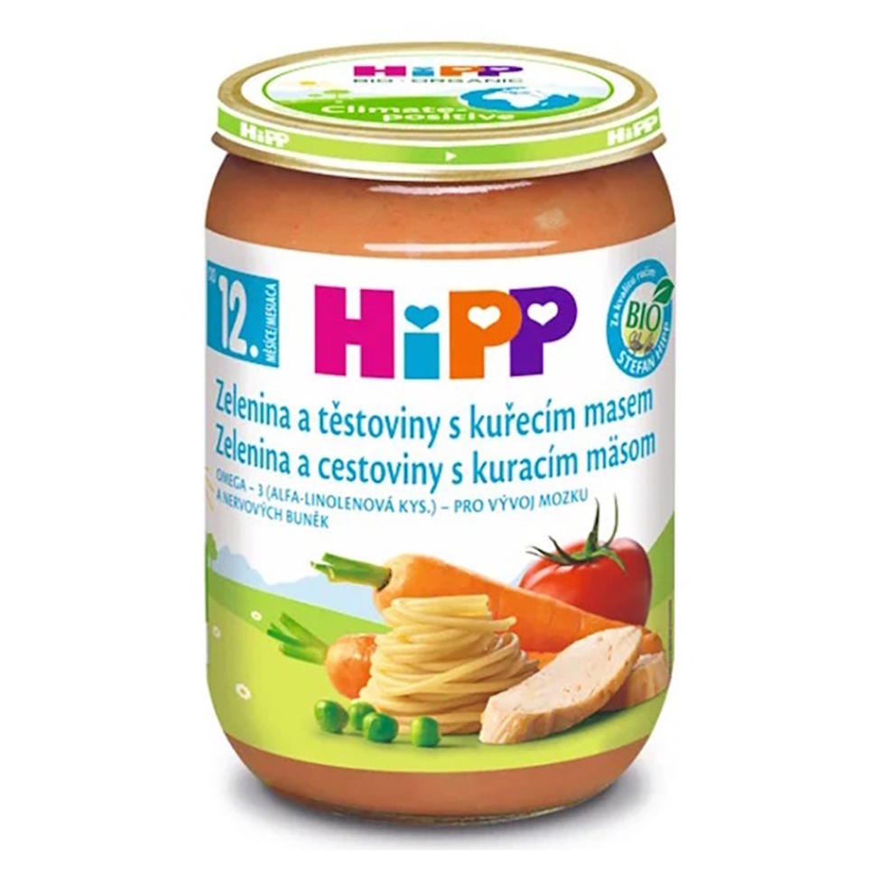 HIPP Menu bio zelenina a těstoviny s kuřecím masem 12m+ 220 g