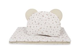 SENSILLO Set do kočárku Rose, bavlněný 54 × 74 cm + polštářek 28 × 36 cm, béžový