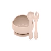 Petite&Mars Set jídelní silikonový TAKE&MATCH 2 ks miska + příbor Desert Sand 6m+