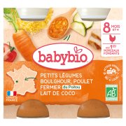 BABYBIO Zelenina s bulgurem, kuřetem a kokosovým mlékem BIO 2 x 200 g