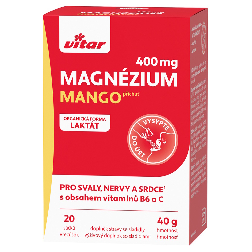 Vitar Magnezium 400mg+vit.B6+vit.C 20 sáčků